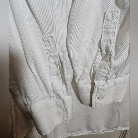 Lou & Grey for Loft White Oversized Fit Button Up Shirt Basic Staple Pockets - Picture 7 of 11